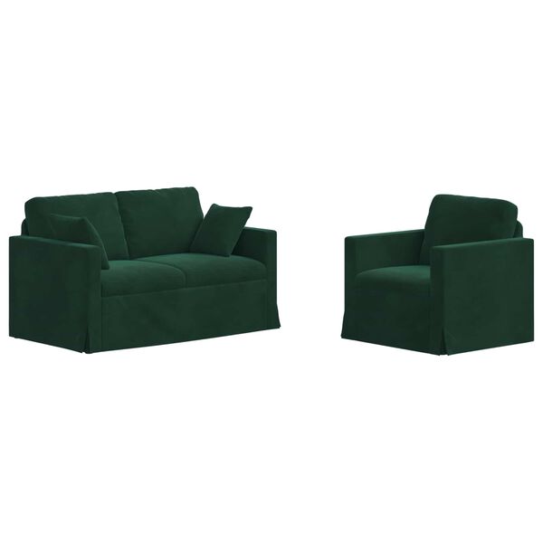 vidaXL Sofa 2 pcs Tamnozelena 138 x 78 x 80 cm Bar&scaron;un