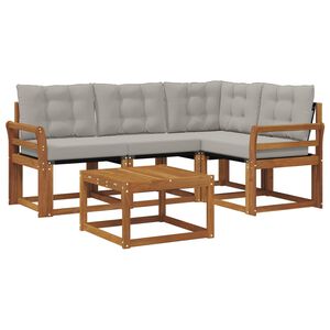 vidaXL Set vanjskih sofa s jastukom 5 pcs Prirodna i svijetlo siva