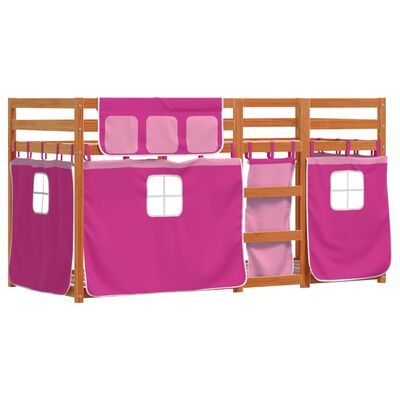 vidaXL Krevet na kat sa zavjesama ružičasti 80 x 200 cm od borovine
