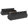 vidaXL 9-dijelni set vrtnih sofa s jastucima crni od poliratana