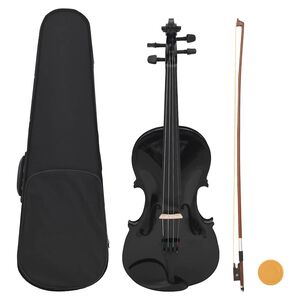 vidaXL Violinski set s gudalom i podbradkom crni 4/4