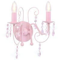 vidaXL Zidna svjetiljka s perlama ružičasta 2 x žarulja E14
