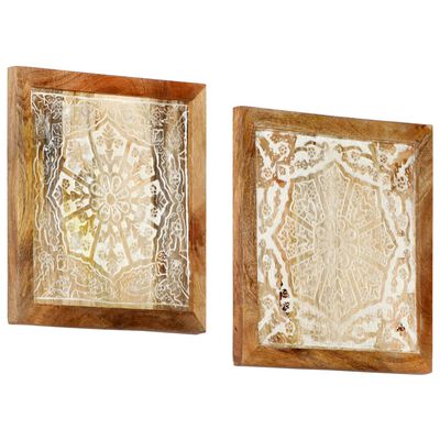 vidaXL Ručni rezbareni zidni paneli 2 kom drvo manga 40 x 40 x 1,5 cm