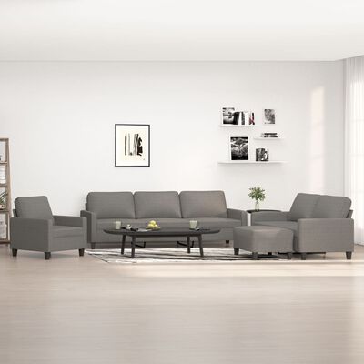 vidaXL 4-dijelni set sofa s jastucima tamnosivi od tkanine