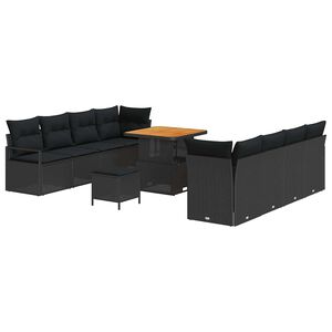 vidaXL Sjedeća garnitura za vrt s jastukom Crna 80 x 80 x 71 cm