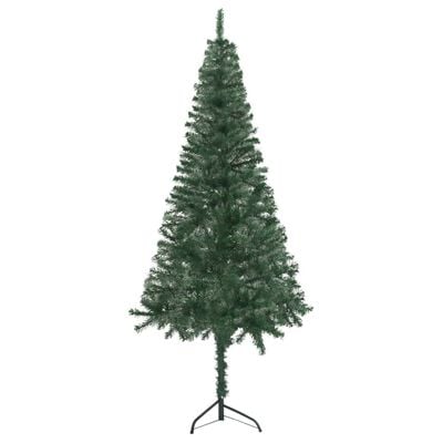 vidaXL Kutno umjetno osvijetljeno božićno drvce zeleno 180 cm PVC