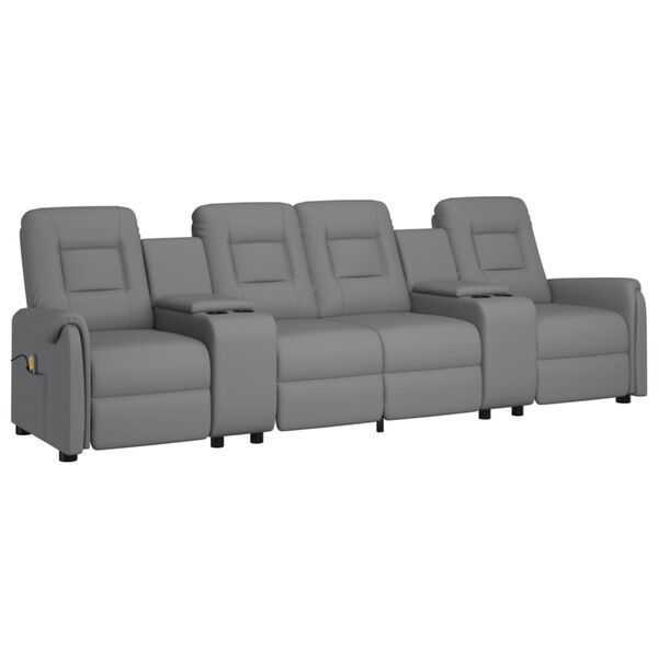 vidaXL Masažni četverosjed s držačima ča&scaron;a sivi