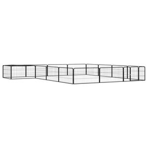 vidaXL Ograda za pse s 16 panela crna 100 x 50 cm čelik obložen prahom