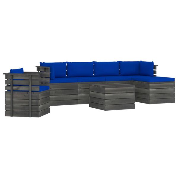 vidaXL 7-dijelna vrtna garnitura od paleta od borovine s jastucima