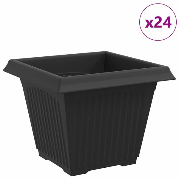 vidaXL Kvadratna saksija za cvijeće 24 pcs Crna 38 x 38 x 30 cm