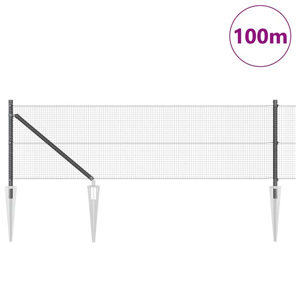 vidaXL Stup za ogradu Siva 100 x 0,6 m (16 x 16 mm mreža) Čelik i PVC