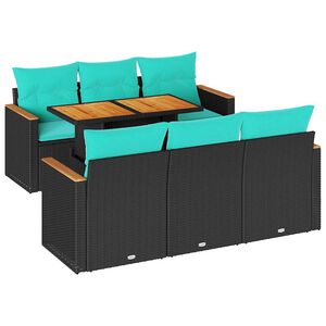 vidaXL 7-dijelni set vrtnih sofa od poliratana s jastucima crni