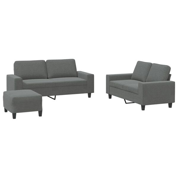 vidaXL 3-dijelni set sofa tamnosivi od tkanine
