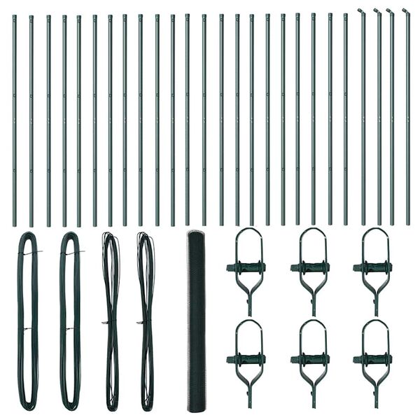 vidaXL Ograda s stupovima Zelena 1.6 x 50 m Čelik prekriven PVC-om