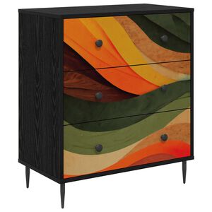 vidaXL Komoda BONN Retro valni uzorak 66 x 36,5 x 76 cm Crni hrast