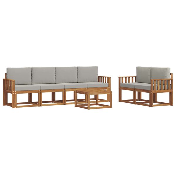 vidaXL Set vanjskih sofa s jastukom 7 pcs Prirodna i svijetlo siva
