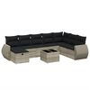 vidaXL 9-dijelni set vrtnih sofa od poliratana s jastucima svjetlosivi