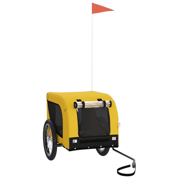 vidaXL Prikolica za bicikl za ljubimce žuto-crna od tkanine i željeza