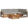 vidaXL Set vanjskih sofa s jastukom 5 pcs Prirodna i svijetlo siva