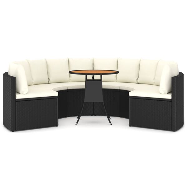 vidaXL 7-dijelni set vrtnih sofa od poliratana s jastucima crni