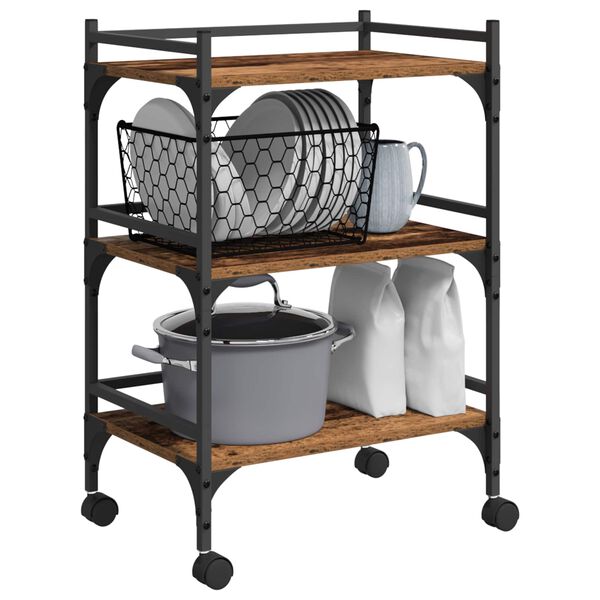 vidaXL Kuhinjski kolica Staro drvo 50 x 35 x 75.5 cm Konstruirano drvo