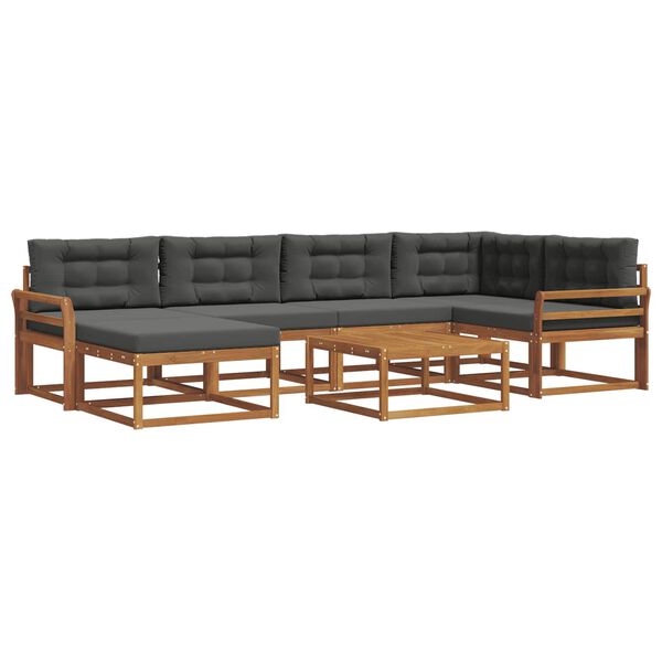 vidaXL Set vanjskih sofa s jastukom 7 pcs Prirodna i antracit