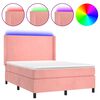 vidaXL Krevet box spring s madracem LED ružičasti 140x190cm bar&scaron;unasti