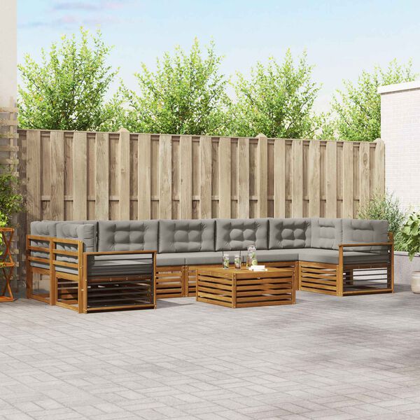 vidaXL Set vanjskih sofa s jastukom 8 pcs Prirodna i svijetlo siva