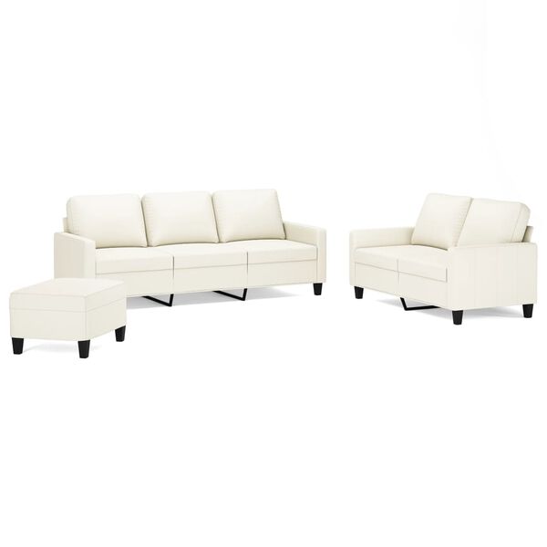 vidaXL 3-dijelna garnitura s jastucima krem od umjetne kože