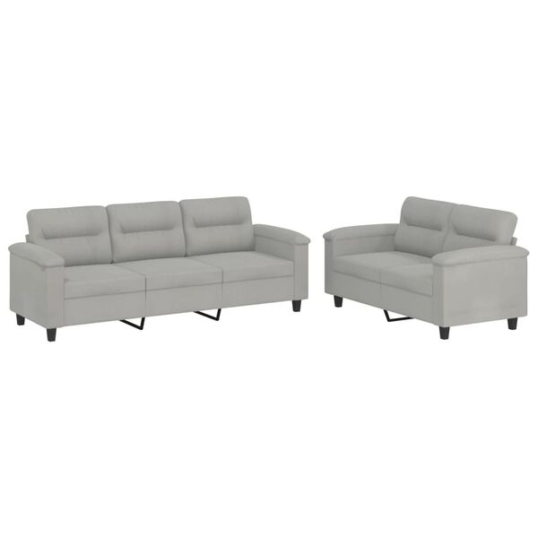 vidaXL 2-dijelni set sofa s jastucima svjetlosivi od mikrovlakana