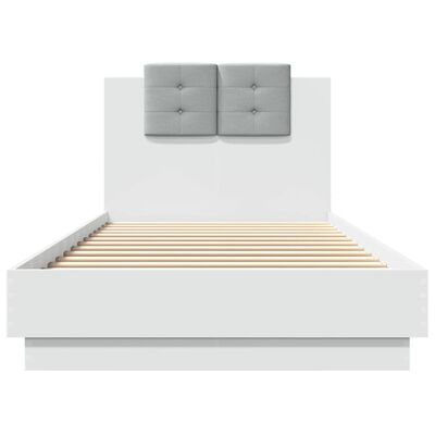 vidaXL Okvir kreveta s uzglavljem bijeli 90 x 200 cm konstruirano drvo