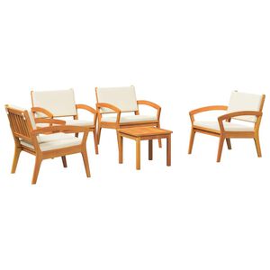 vidaXL Bistro set s jastukom 5 pcs Smeđa Poliester