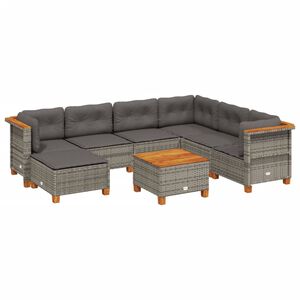 vidaXL 8-dijelni set vrtnih sofa od poliratana s jastucima sivi