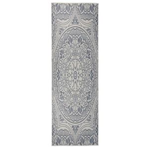 vidaXL Vanjski tepih ravnog tkanja 80 x 250 cm plavi s uzorkom