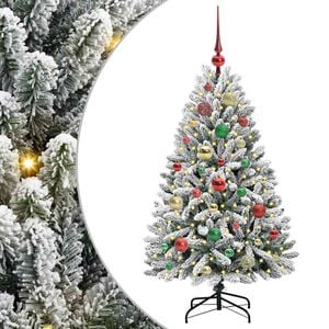 vidaXL Umjetno božićno drvce s nogom Zelena i bijela 120 cm