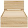 vidaXL Okvir za krevet s uzglavljem i LED svjetlima boja hrasta sonome