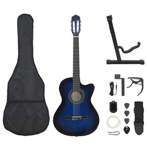 vidaXL 12-dijelni set gitare Western s ujednačivačem i 6 žica plavi