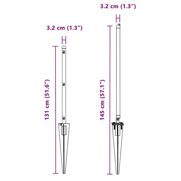 vidaXL Stup za ogradu Ostalo 26 pcs Siva 3,2 x 3,2 x 100 cm Čelik