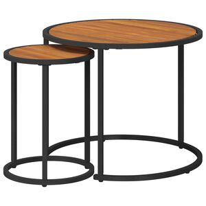 vidaXL Set stolića za kavu 2 pcs Prirodna i crna Čvrsto drvo akacije