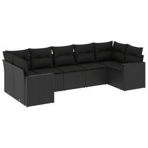 vidaXL 7-dijelni set vrtnih sofa od poliratana s jastucima crni