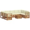 vidaXL Setovi sofa 10 pcs Prirodna i krem Čvrsto drvo akacije