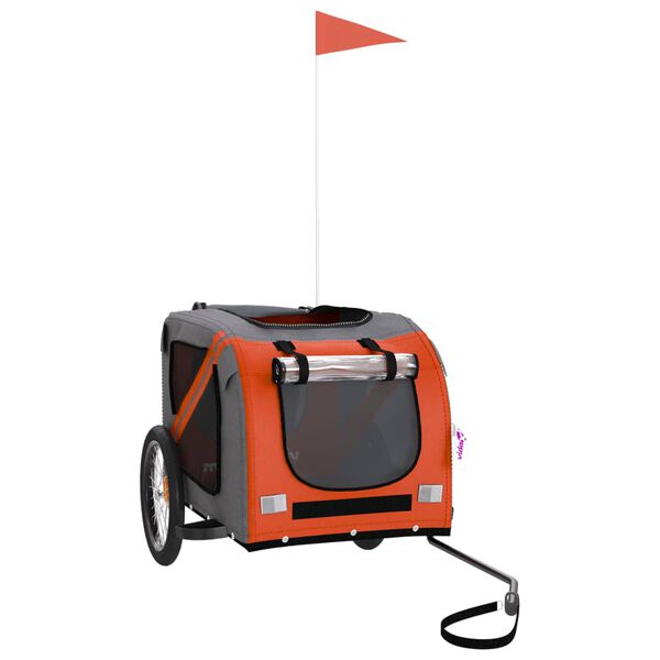 vidaXL Prikolica za bicikl za ljubimce narančasto-crna tkanina/željezo