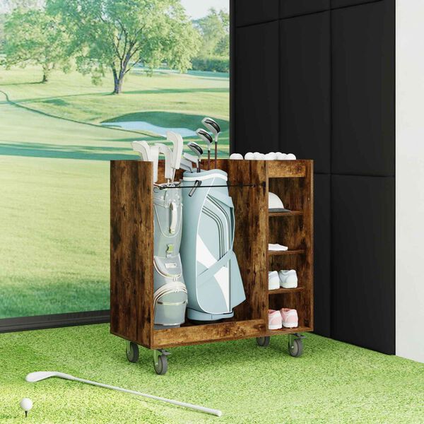 vidaXL Golf ormar s kotačem Jednobojno Dimljeni hrast 90 x 45 x 98 cm