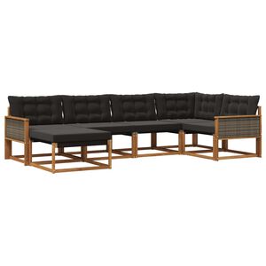 vidaXL Set vanjskih sofa 6 kom. Prirodna i crna Čvrsto drvo akacije