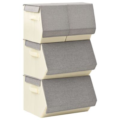 vidaXL 4-dijelni set složivih kutija za pohranu od tkanine sivi i krem