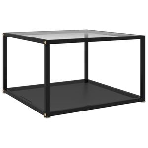 322891 vidaXL Coffee Table Transparent and Black 60x60x35 cm Tempered Glass
