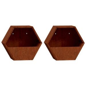 vidaXL Zidne sadilice 2 kom boja hrđe od čelika COR-TEN 30x10x25 cm