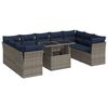 vidaXL 10-dijelni set vrtnih sofa poliratan i bagrem s jastucima sivi