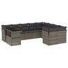 vidaXL 10-dijelni set vrtnih sofa od poliratana s jastucima sivi