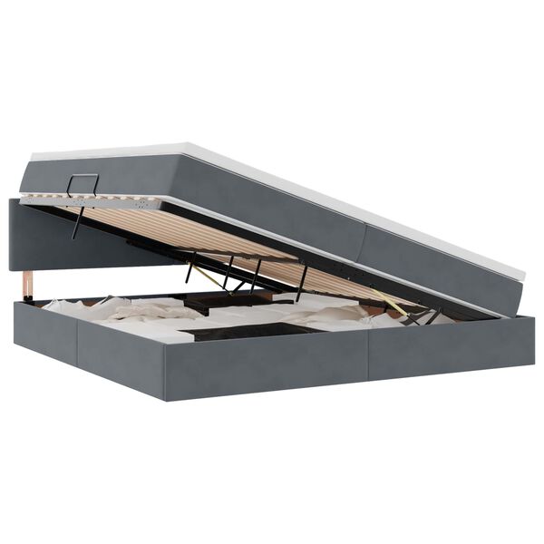 vidaXL Krevet s od storage s madracem Tamno siva 200 x 200 cm Baršun